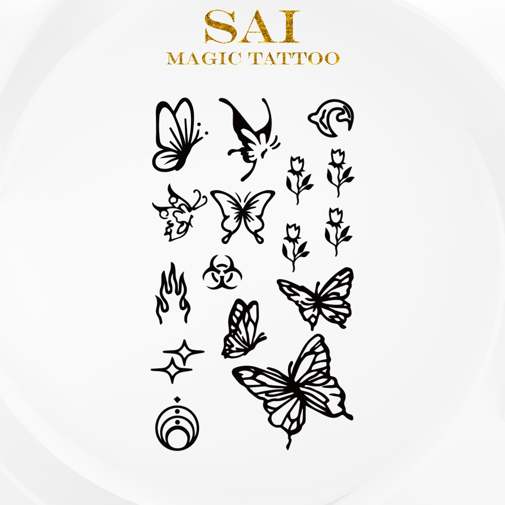 Miếng dán hình xăm tạm thời SAI MAGIC TATTOO 10CM×06CM chống thấm nước lâu trôi lên đến 2 tuần 005