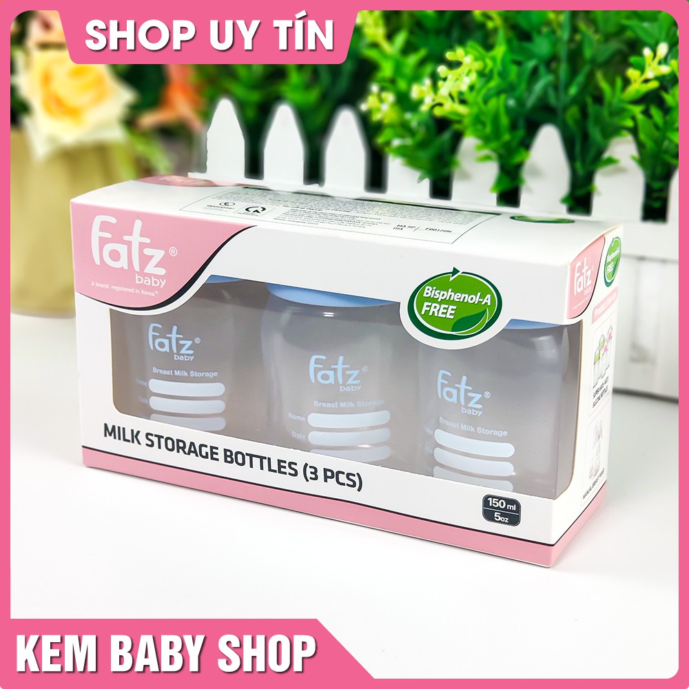 [Chính Hãng] Bộ 3 bình trữ sữa 150ml Fatz Baby - Bình đựng sữa FatzBaby FB0120N