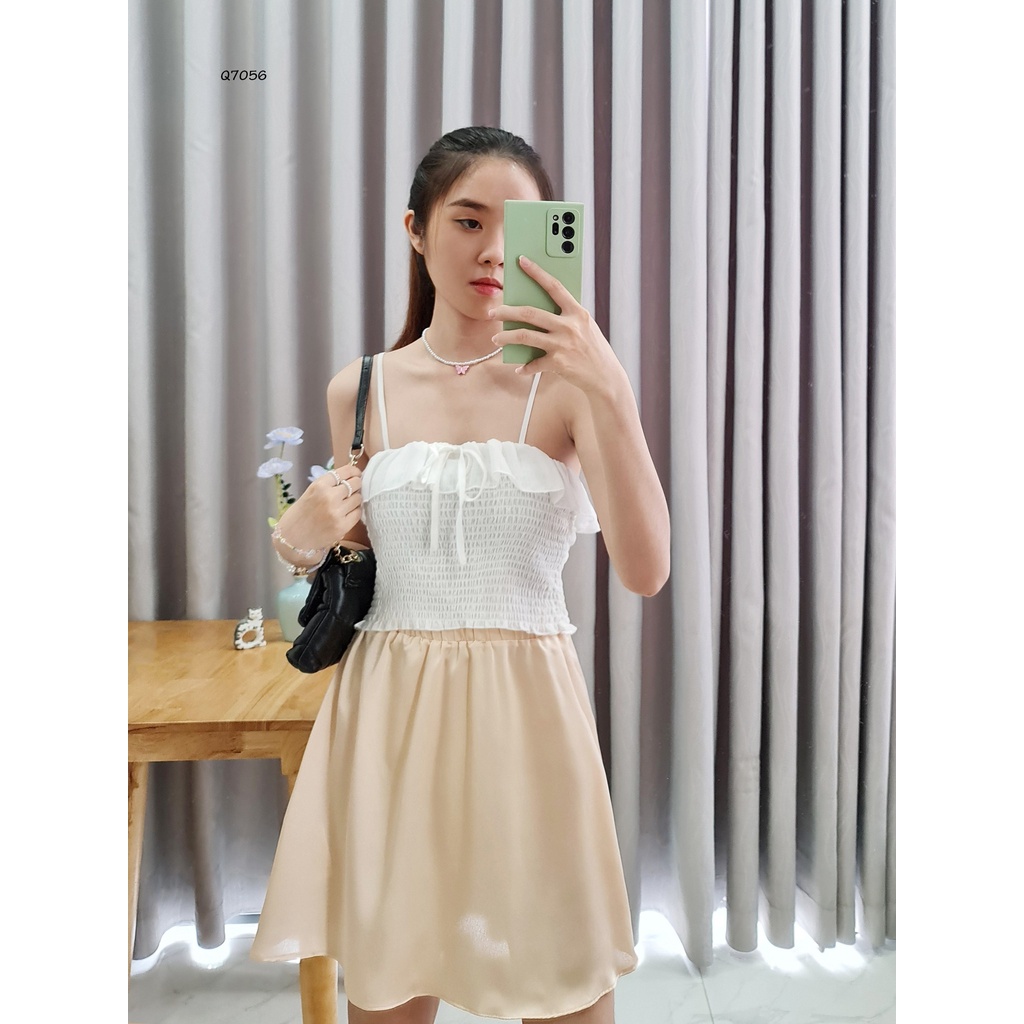 Q7056 - Chân váy lụa Zara lửng thun, trơn