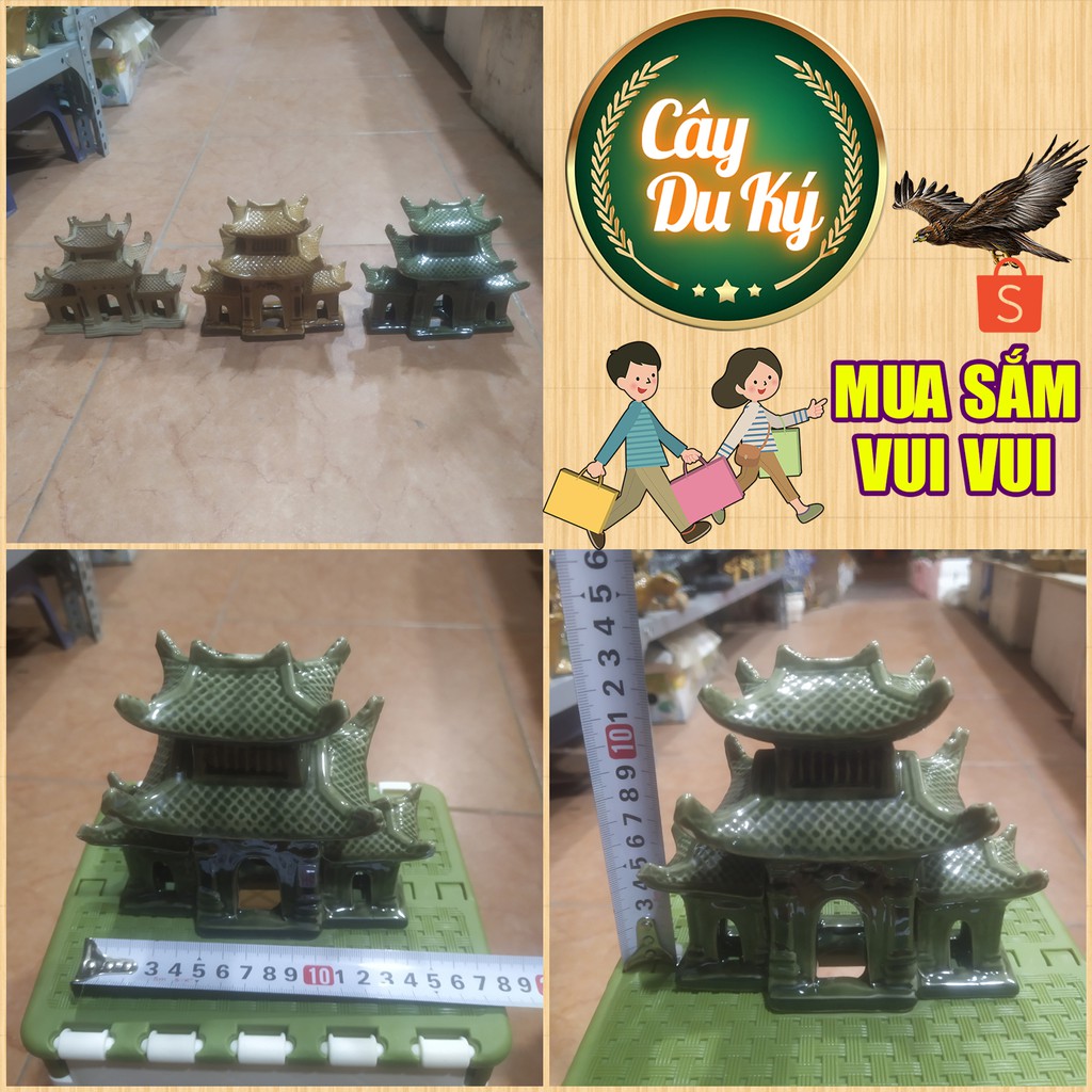 Tượng cổng làng mini gốm sứ Bát Tràng-14x6x13 cm làm mô hình trang trí tiểu cảnh, trang trí bể cá