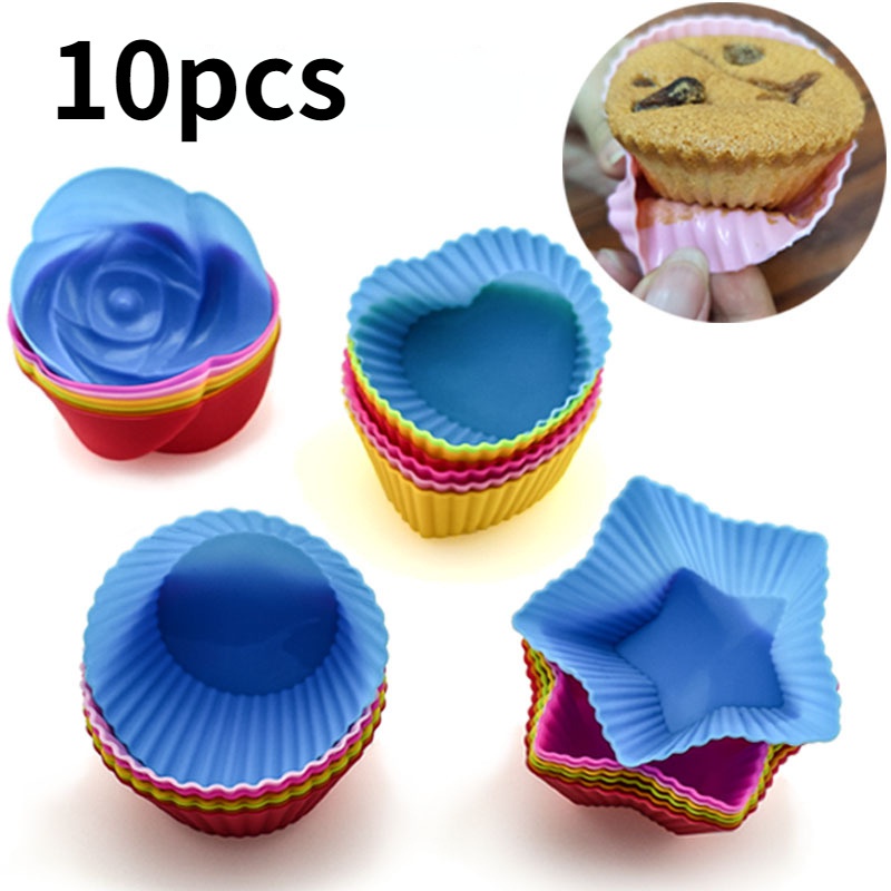 Set 10 Khuôn Silicone Làm Bánh Muffin 7cm