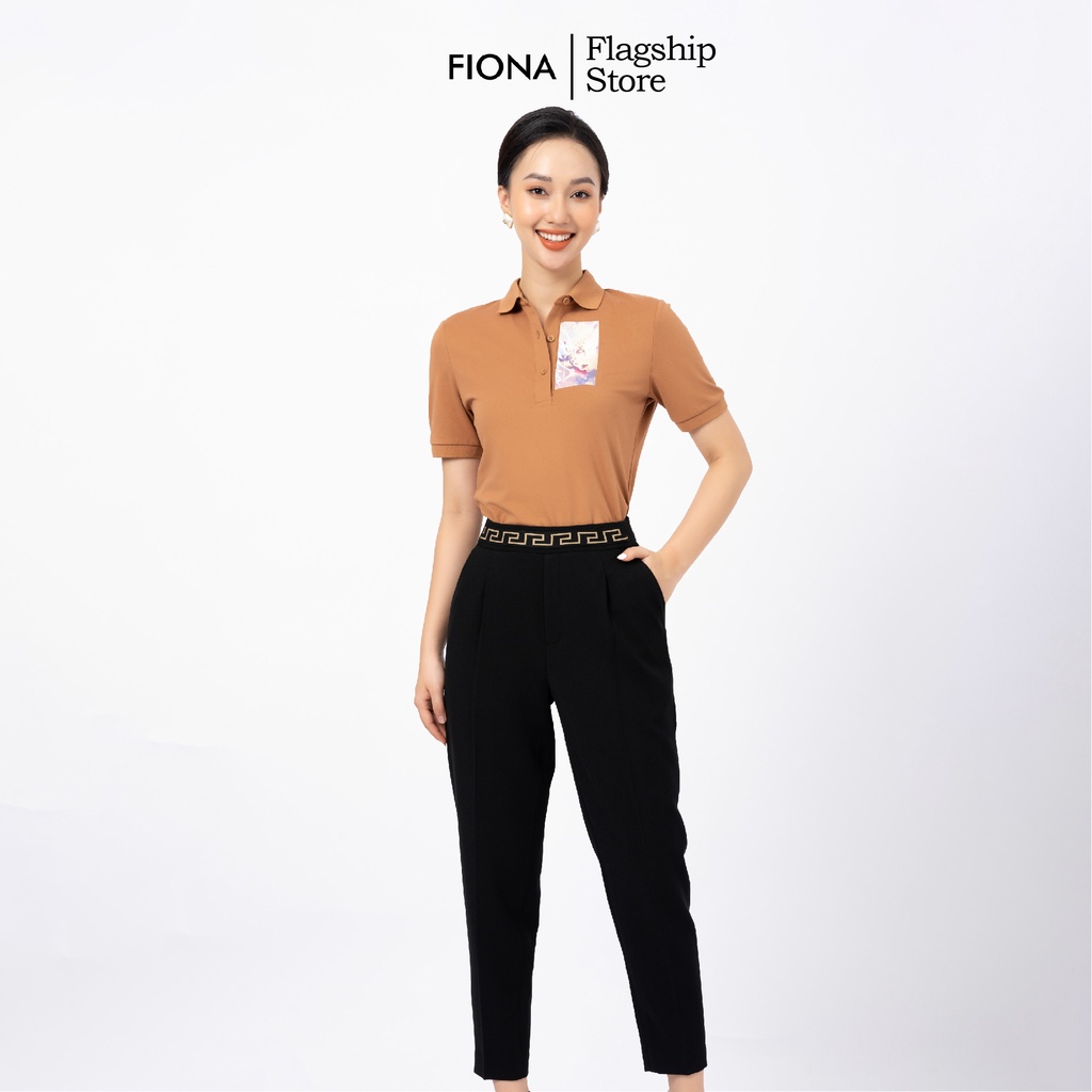 Quần Công Sở Baggy Nữ Lưng Cao FIONA, Quần Nữ Tôn Dáng, Thanh Lịch Trẻ Trung kẹp dây trang trí mặt trước F351324