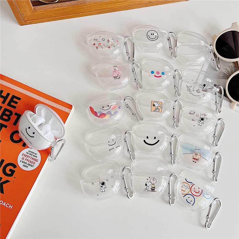 Vỏ Bảo Vệ Hộp Sạc Tai Nghe Edifier X2 Mềm Trong Suốt Hình Phi Hành Gia Mặt Cười