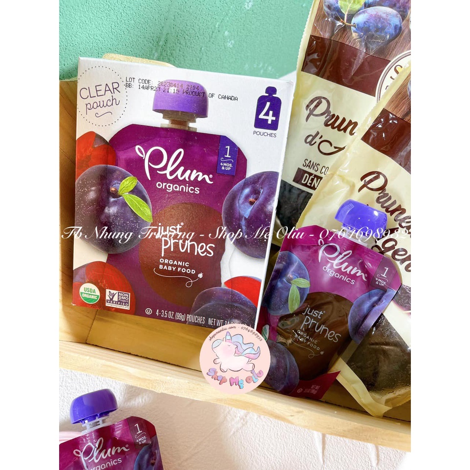 [MẪU MỚI] Mận đen nghiền hữu cơ,giàu chất xơ,ngừa táo bón Plum Organics cho bé từ 4 tháng (4 x 99g)