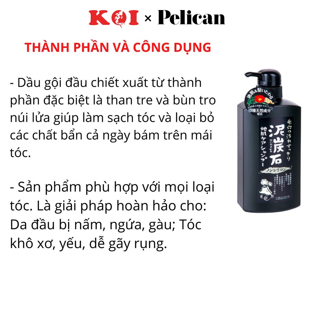 Dầu gội đầu than tre và bùn tro núi lửa Pelican Peat Stone Scalp Care Shampoo 500ml