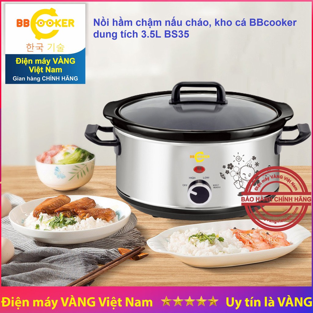 Nồi hầm chậm nấu cháo, kho cá BBcooker dung tích 3.5L BS35