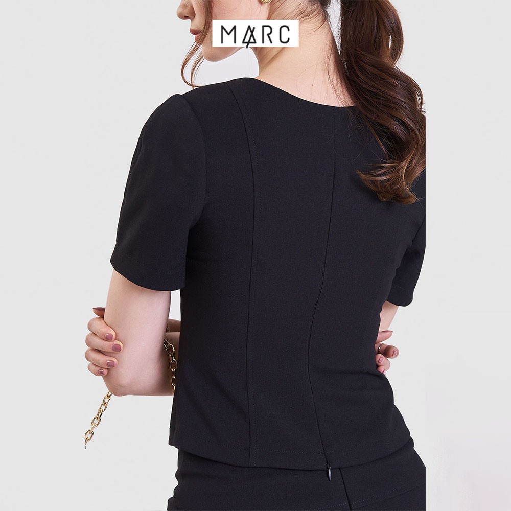 Áo kiểu nữ MARC FASHION cổ tim tay ngắn nhấn 2 nơ