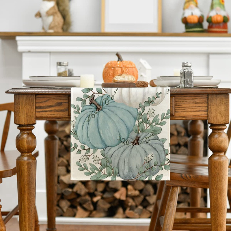 Khăn Trải Bàn Ăn Lễ Tạ Ơn Hình Lá Bạch Đàn Mùa Thu Trang Trí Trong Nhà