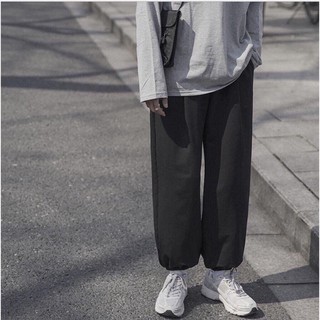 Quần jogger trơn cạp cao chun bo gấu dáng suông ulzzang/ Quần ống rộng nam nữ phom thụng unisex_veestore