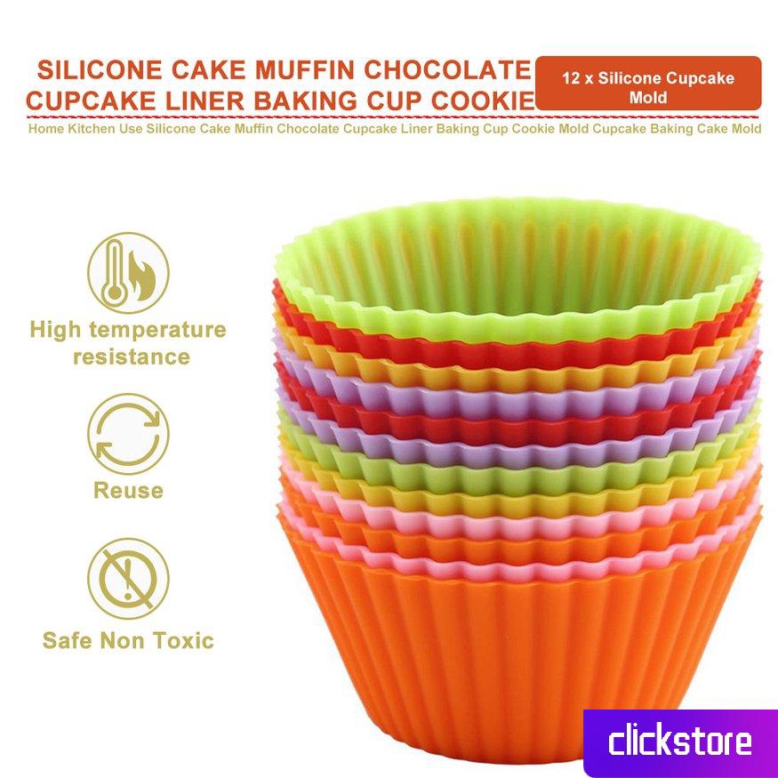 Set 12 khuôn Silicone làm bánh Cupcake tiện dụng