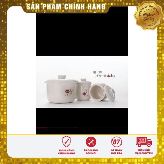 (BẢN QUỐC TẾ- BH 18TH) NỒI NẤU CHÁO CHẬM BEAR 1.6L/1.8L+ 2 THỐ 0.5L kèm lồng hấp