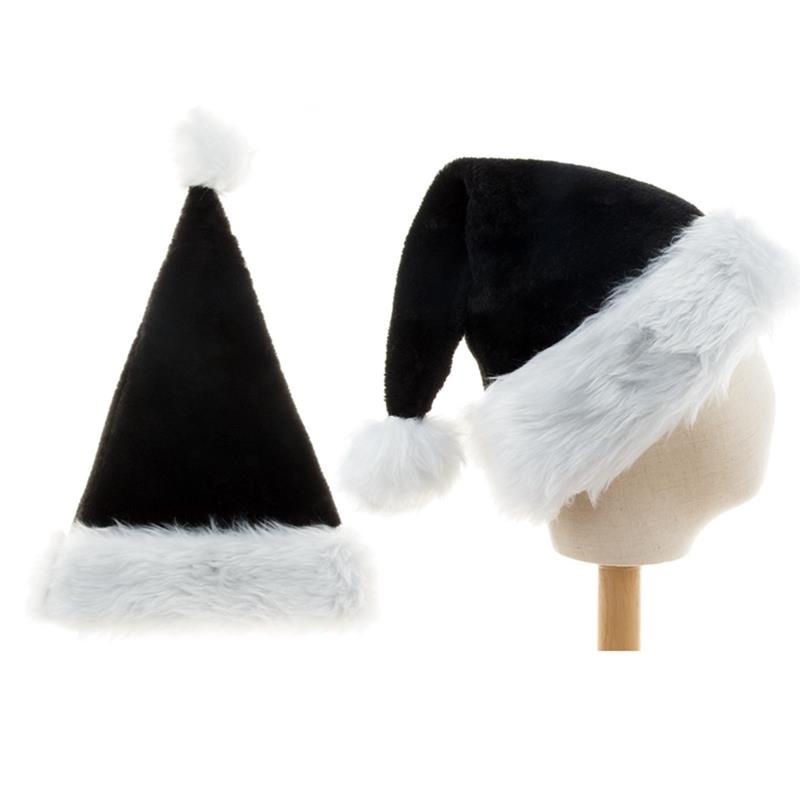 Mũ Ông Già Noel Màu Đen Bằng Lông Nhung Dày Dặn Chống Lạnh Trang Trí Giáng Sinh Năm Mới