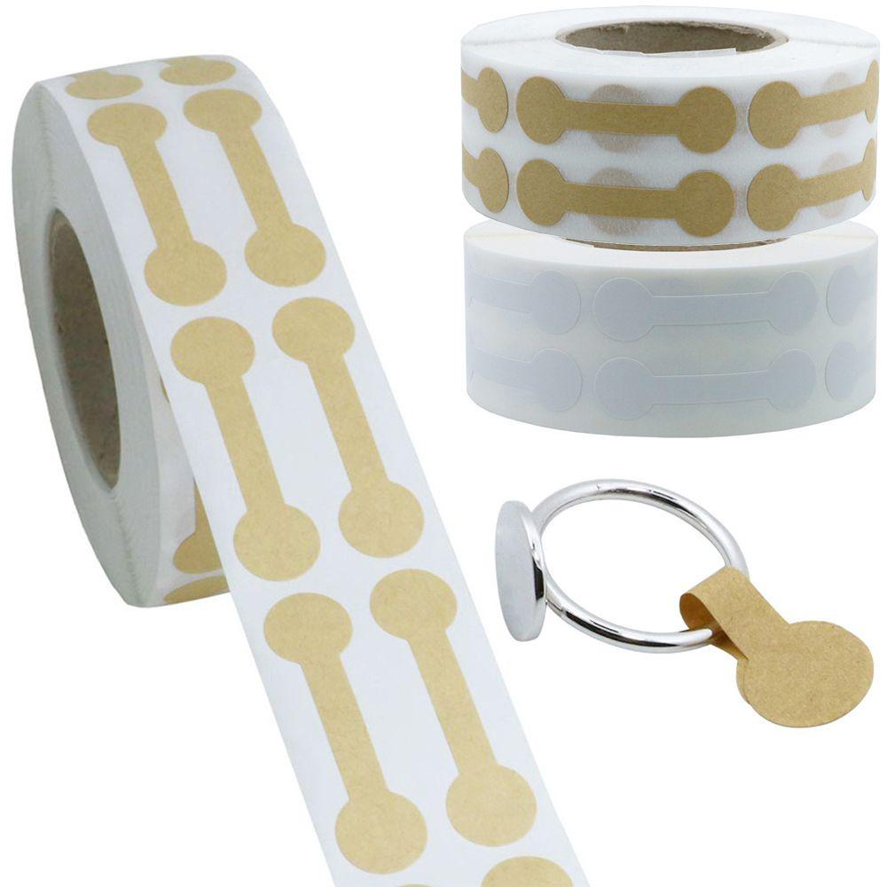 Set 500 Nhãn Dán Hình Tròn Dùng Để Trưng Bày Trang Sức / Vòng Cổ / Vòng Tay Bằng Giấy Kraft Màu Nâu Trắng Tự Dính