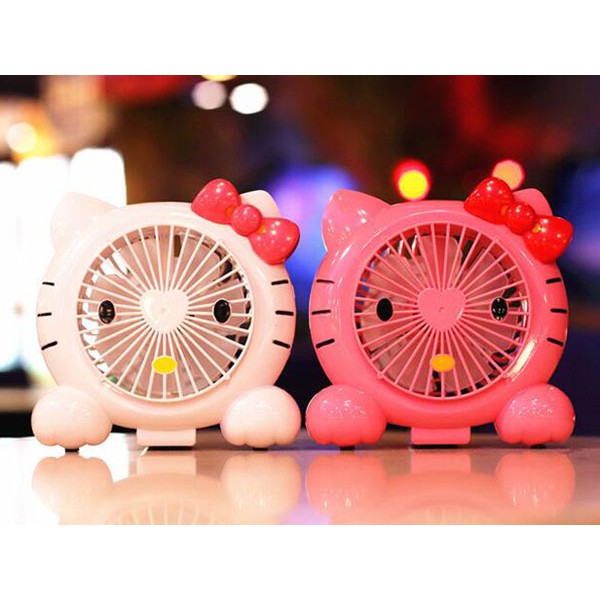 Quạt tích điện cầm tay hình Doraemon - Hello Kitty | Quạt sạc tích điện mini