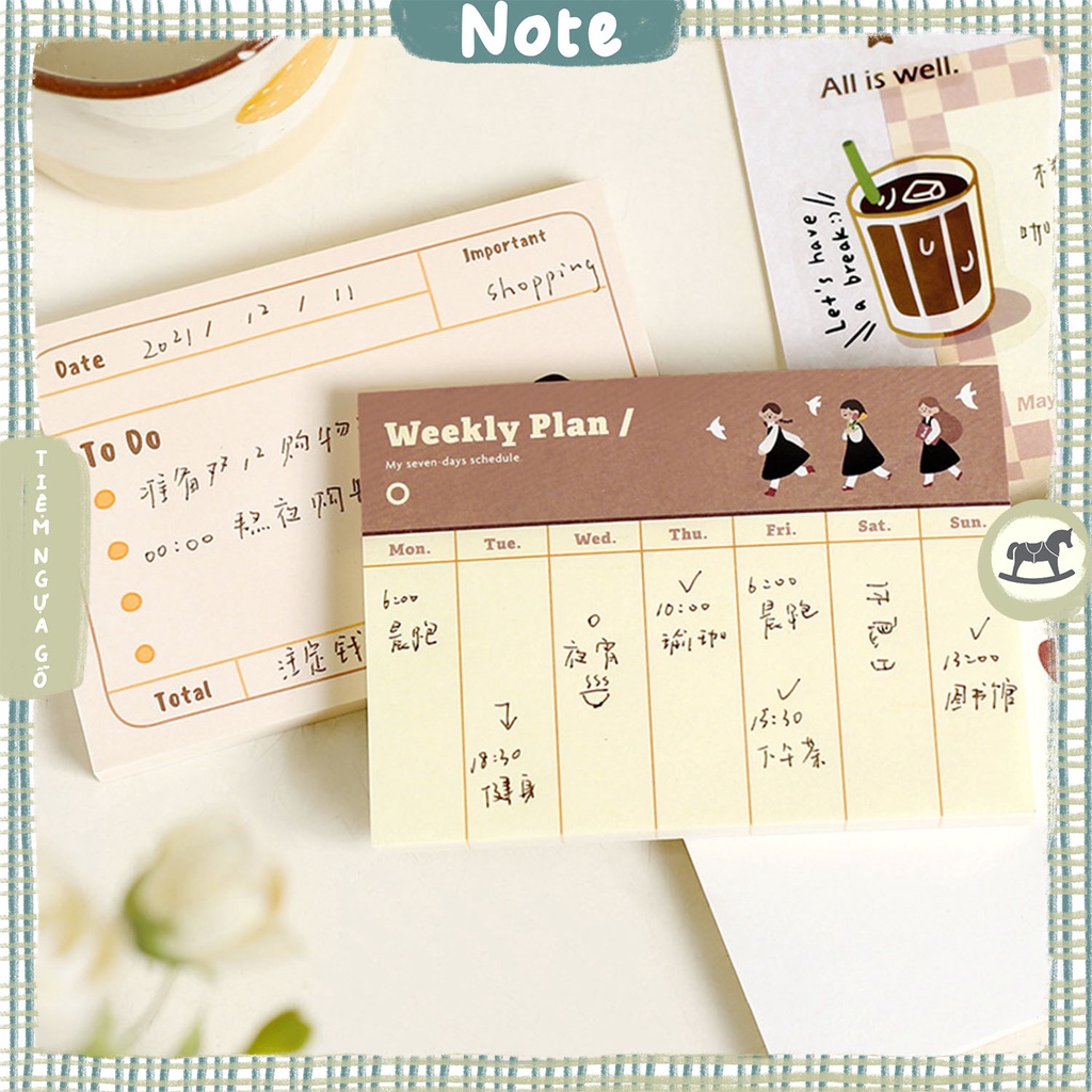 Tập 80 Note B7 Caramel Melody Giấy Note Ghi Chú Cute Dễ Thương Trang Trí Bullet Journal - Tiệm Ngựa Gỗ