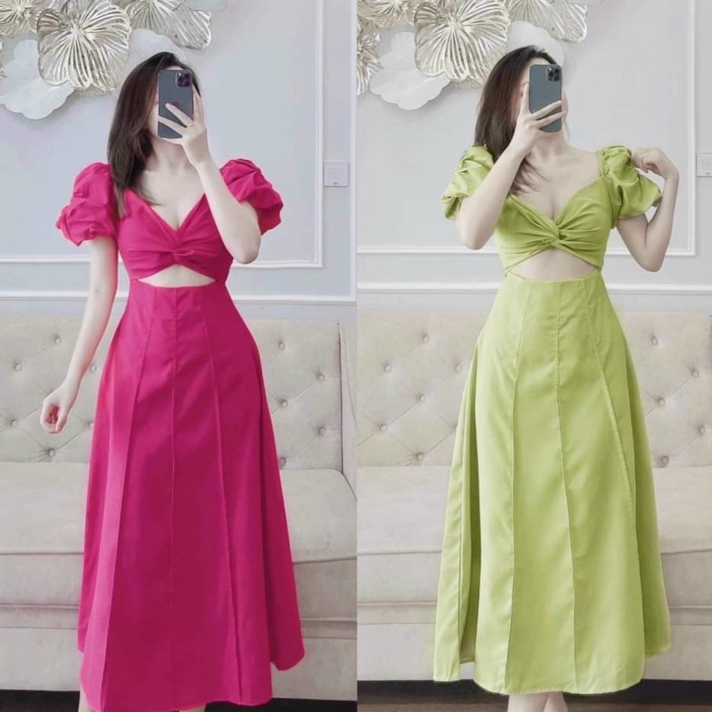 Đầm váy nữ maxi xoắn ngực nhẹ nhàng với các tone màu tôn da siêu xinh dành cho các nàng đi chơi, dạo phố hoặc đi biển