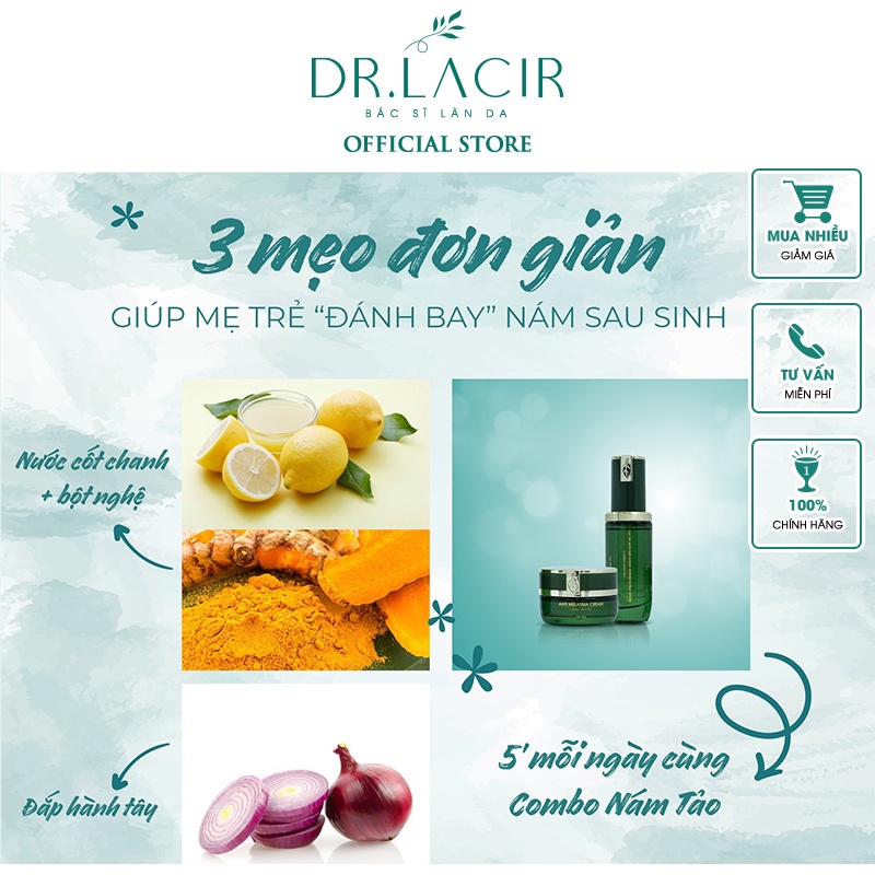 Combo nám tảo giúp da trắng mịn màng Anti Melasma Cream & Lacir Anti Melasma Serum Ultra White DR.LACIR DR36