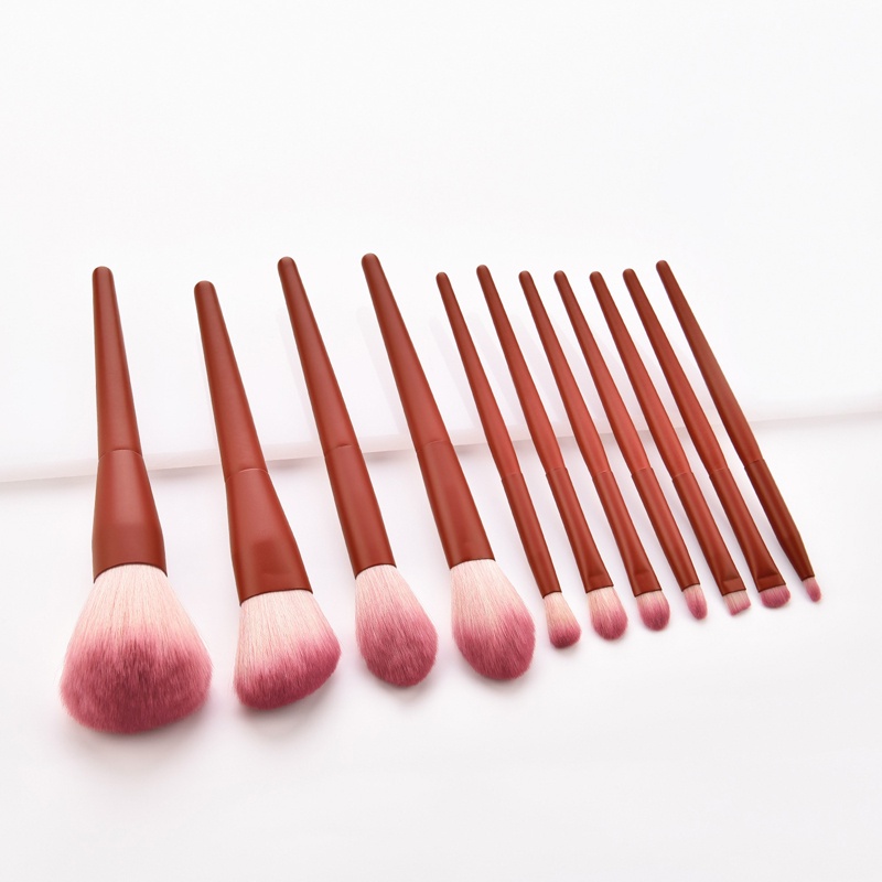 Set 11 Cây Cọ Trang Điểm Chuyên Nghiệp Tay Cầm Màu Hồng Đất Thời Thượng Lông siêu Mịn T-11-019