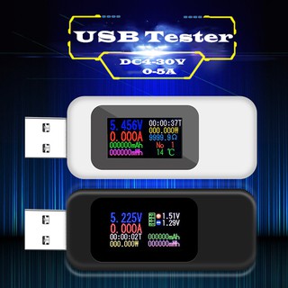 Màn hình màu 10 trong 1 DC Bộ kiểm tra USB 0-5A Bộ sạc USB điện áp 4-30V hiện tại Bộ đo năng lượng Bộ phát hiện pin di động