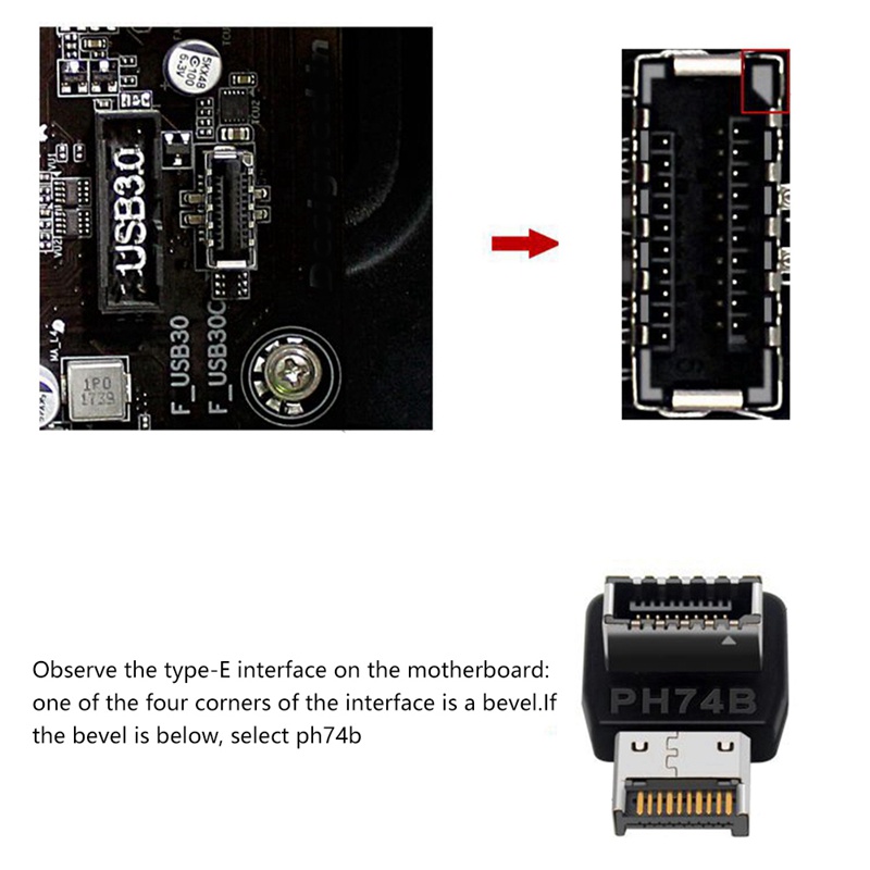 Đầu Chuyển Đổi Giao Diện Type-E USB 3.1 Type-E 90 Độ Chuyên Dụng Chất Lượng Cao