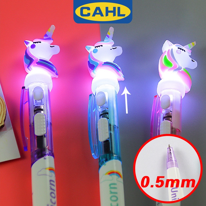 Bút Mực Gel Ngòi 0.5mm Gắn Đèn Led Hình Kỳ Lân Dễ Thương