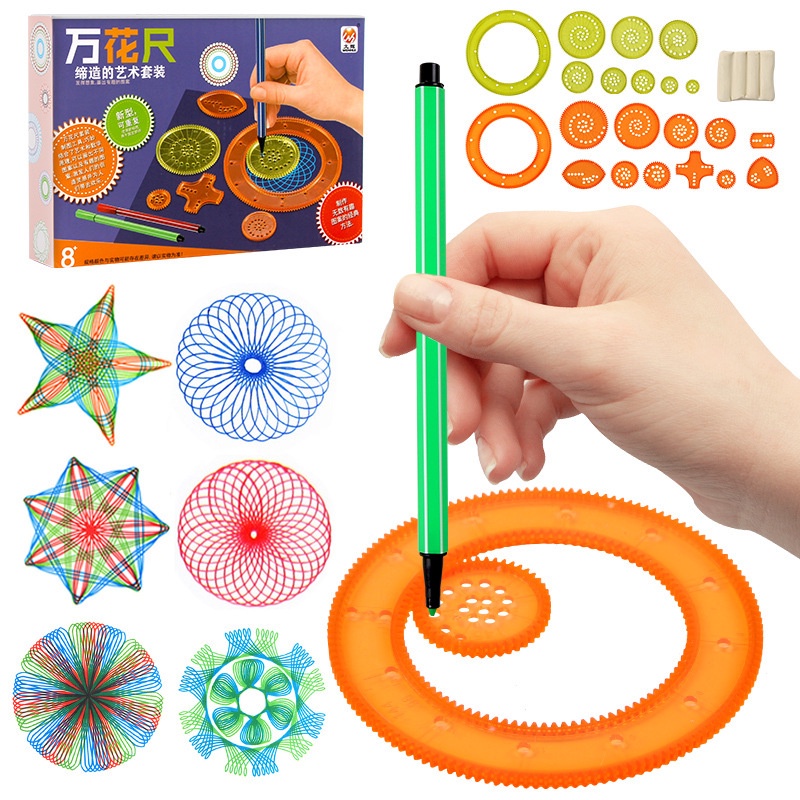 Thanh lý giá gốc Bộ đồ chơi vẽ Spirograph 27 chi tiết, đồ chơi giáo dục trẻ em sáng tạo, quà tặng cho bé