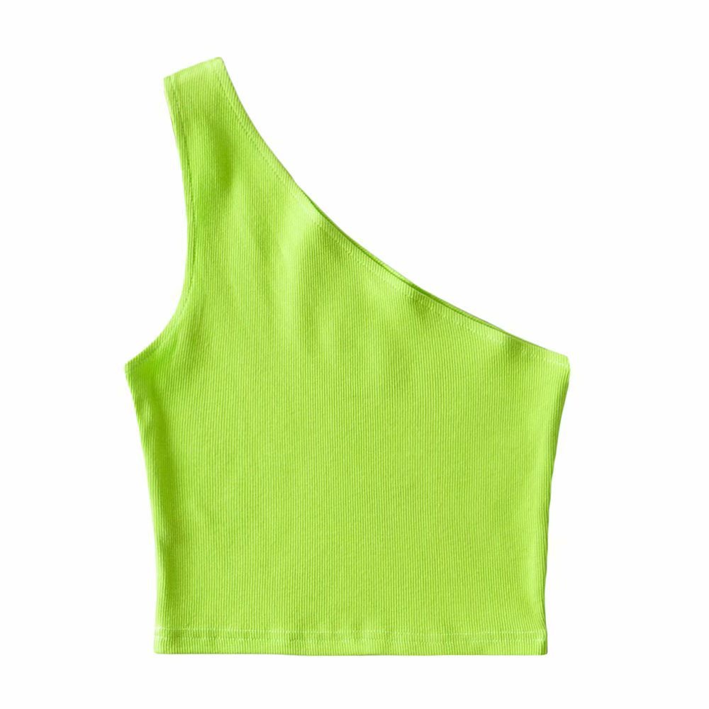 Một Vai Crop Xe Tăng Top Nữ Mùa Hè Không Tay Xe Tăng Camis Gợi Cảm Cổ Tròn Co Giãn Corset Mỏng Crop Tops Ống Nữ