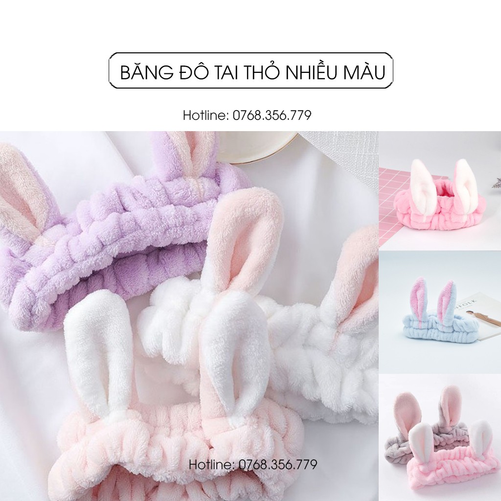 Băng đô vải nhung 3D tai mèo tai thỏ nhiều màu, dễ thương