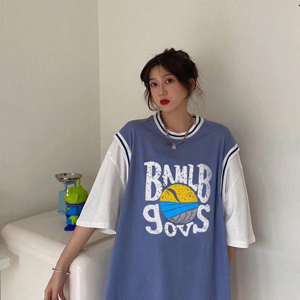 Áo thun tay lỡ nữ sports freesize phông form rộng Unisex, mặc lớp, nhóm, cặp in chữ MLB phối kiểu bóng rổ | BigBuy360 - bigbuy360.vn
