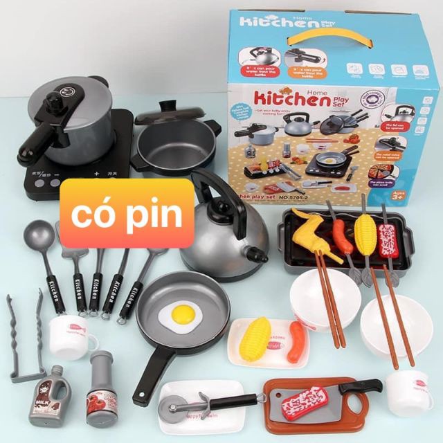 Bộ đồ chơi nấu ăn bé gái 36 món kèm thức ăn home kitchen playset