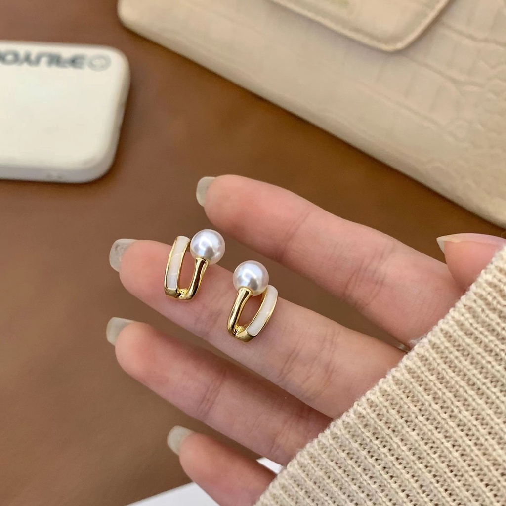 Đôi Khuyên Tai Mạ Bạc 925 Đính Ngọc Trai Thời Trang Cho Nữ