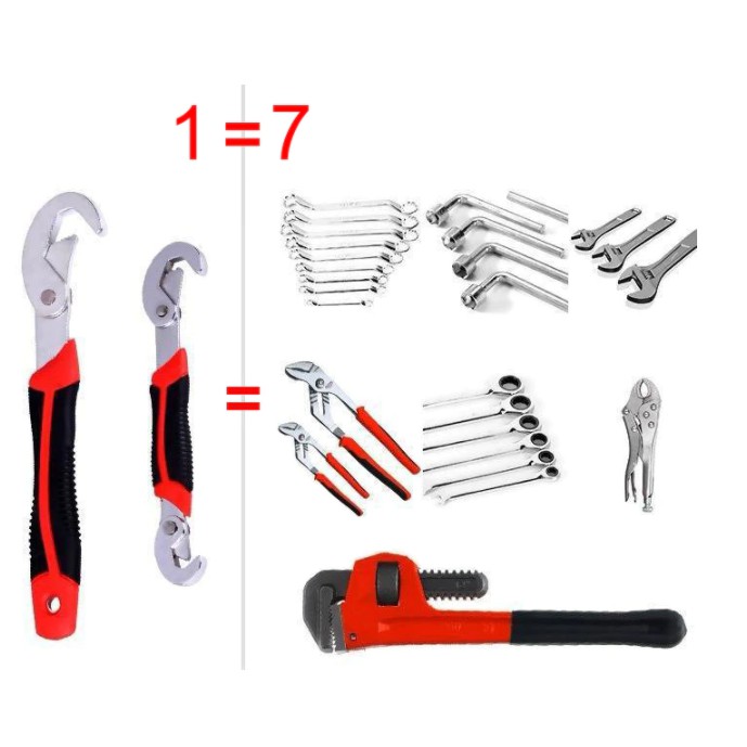 2 Cờ Lê Snap'N Grip Đa Năng Thông Minh - Thép Cacbon Cao Cấp - Mạ Crom Sáng Bóng - Tay Cầm Cao Su Chống Trơn Trượt