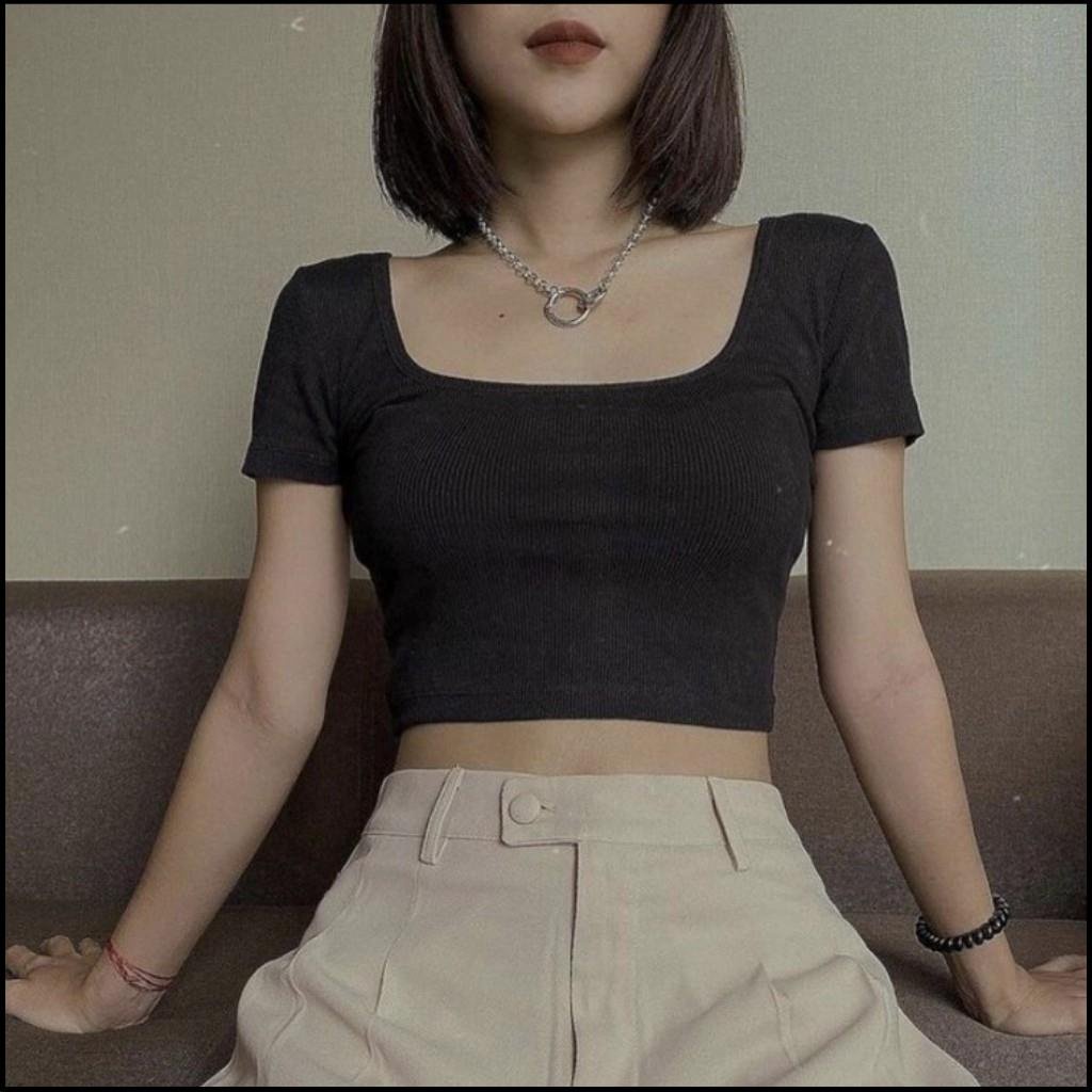 Áo croptop buộc nơ lưng- Áo ôm body mềm mịn chất lượng HARI