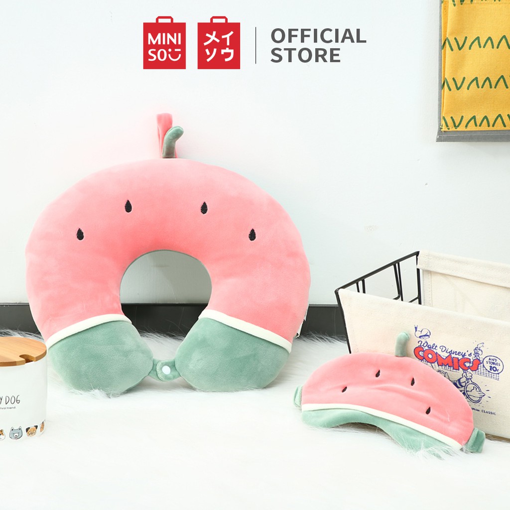 [Mã LIFEHL9 giảm 8% tối đa 100K đơn 250K] Gối Kê Cổ Bông Chữ U Cao Cấp Miniso chữ U kèm bịt mắt - Hàng chính hãng