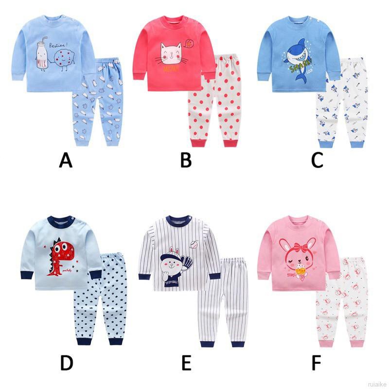 Bộ Đồ Ngủ Pijama Dài Tay In Hoạt Hình Cho Bé