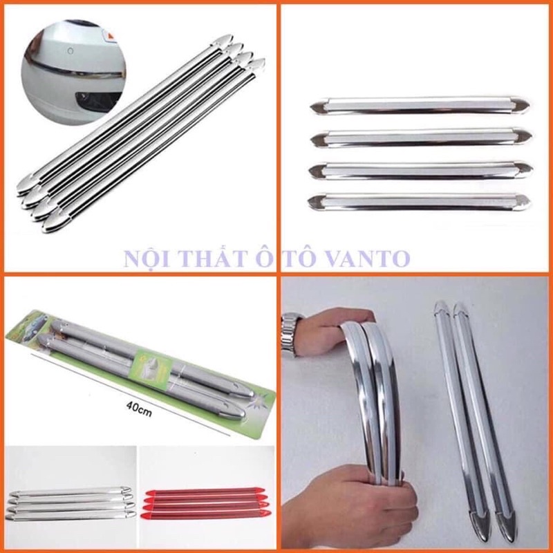 Bộ nẹp 4 miếng 4 góc crom chống xước trang trí cho xe ô tô