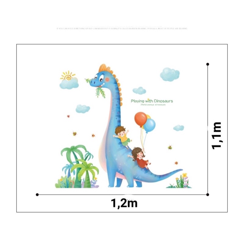 Decal dán tường ,Tranh dán tường khủng long xanh cho bé.
