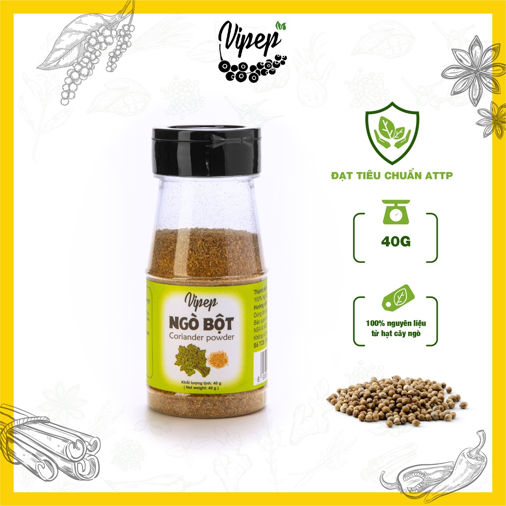 Bột ngò - Hạt Ngò Vipep (30 - 40g) 100% tự nhiên gia vị ướp thịt nướng thơm ngon, có thể dùng làm pate, nêm cà ri,...