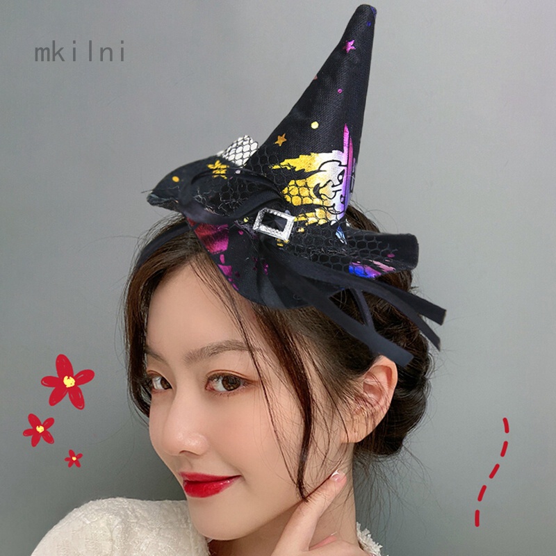 Cài tóc kèm nón phù thủy hóa trang Halloween cho bé gái