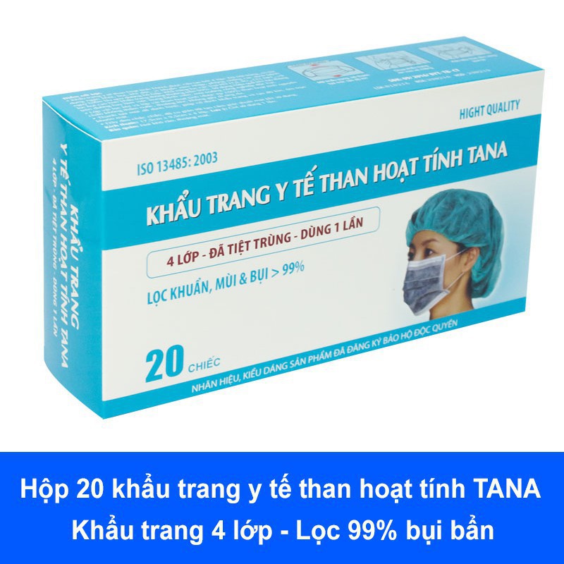 KHẨU TRANG Y TẾ THAN HOẠT TÍNH HỘP 20 CHIẾC