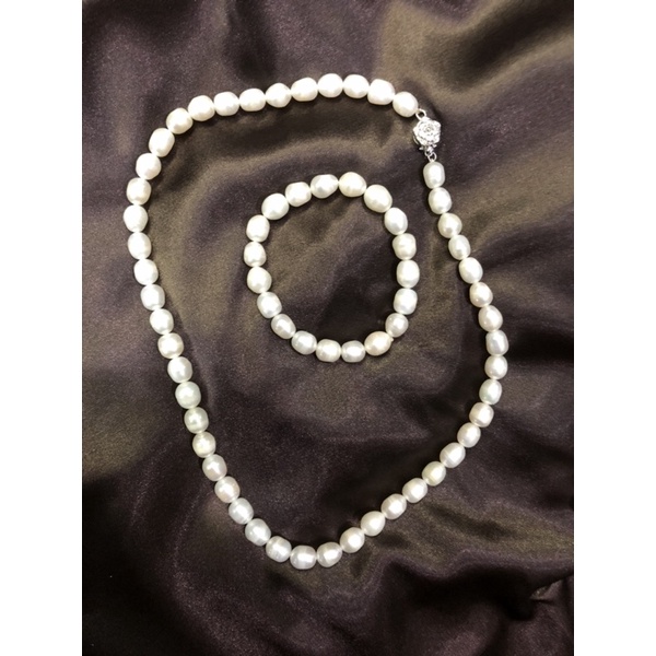 Bộ 3 món trang sức ngọc trai nhân tạo hạt gạo 8ly