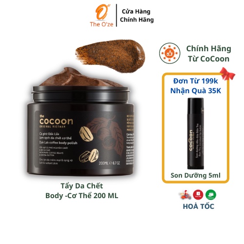 Tẩy da chết cơ thể cà phê Đắk Lắk Cocoon cho làn da mềm mại và rạng rỡ 200ml