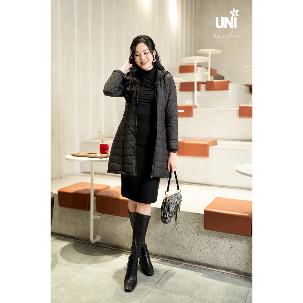 Áo Phao Nữ Dáng Dài UNIVTH Trần Bông Chiết Eo Tôn Dáng 1ap203 Uni Korean Fashion