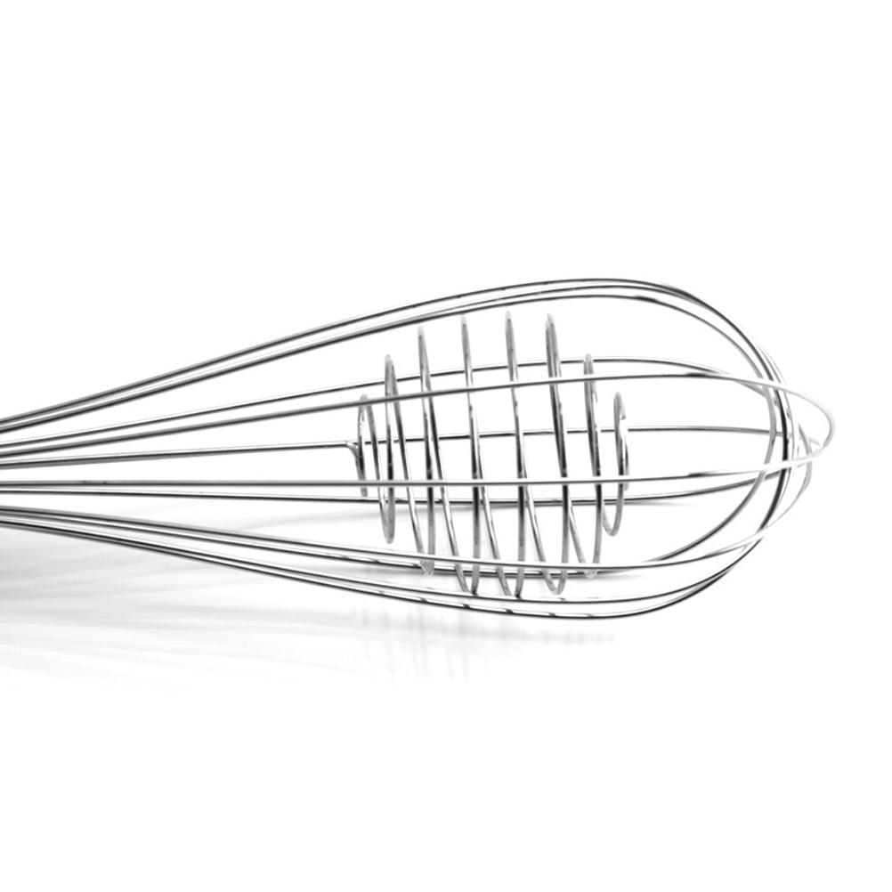 10/12 Inch Stainless Steel Eggbeater Kitchen Wire Egg Whisk with Non-slip Wooden Handle burang