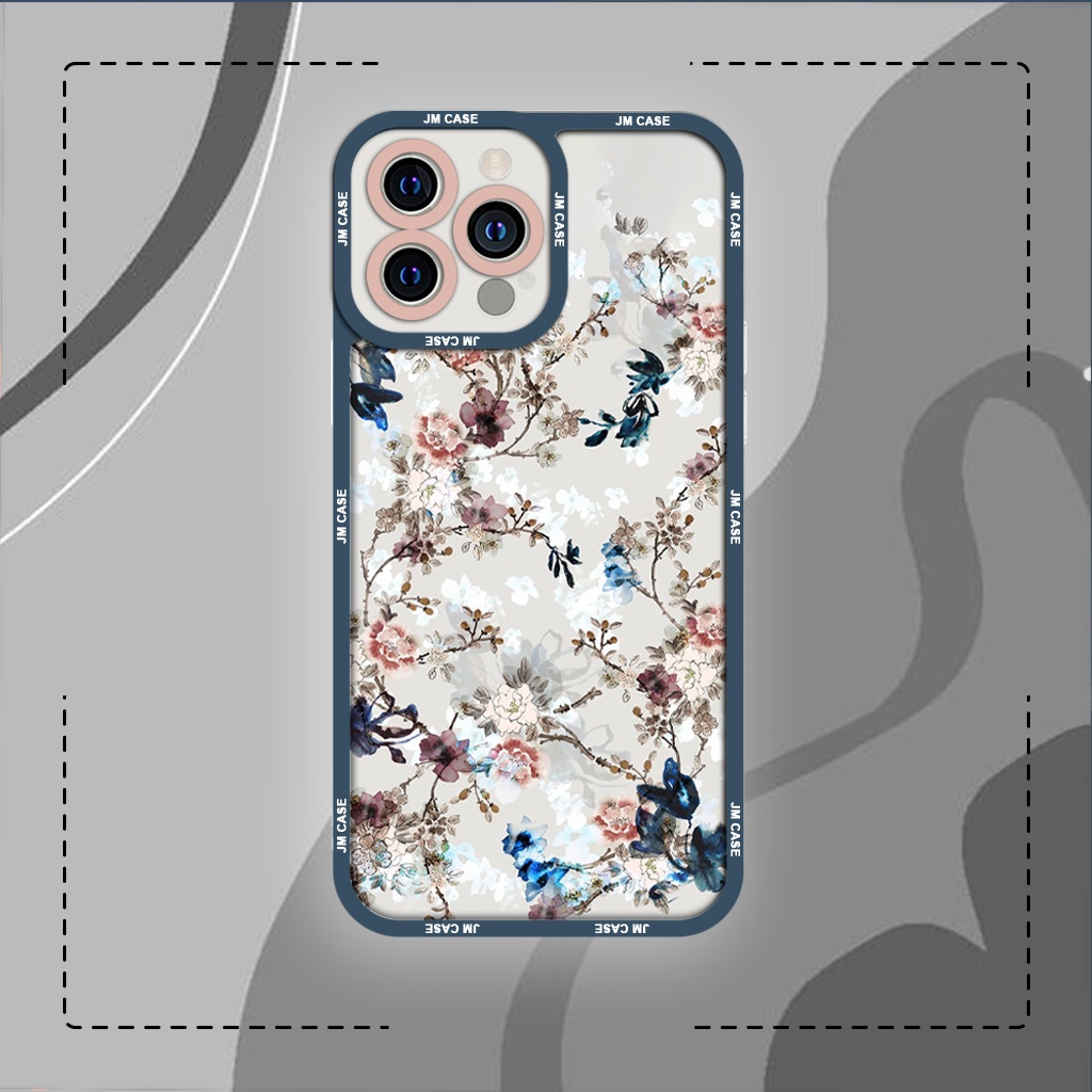 Ốp lưng iphone samsung xiaomi oppo cạnh vuông JM CASE hoạ tiết hoa lá cực đẹp