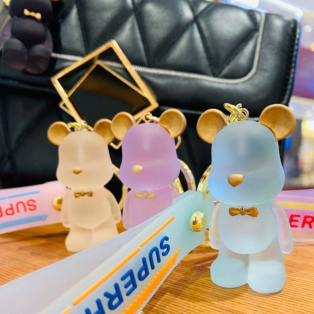 Móc khóa hình gấu hoạt họa nhiều màu tùy chọn đáng yêu