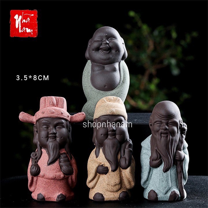 Tượng phật mini bằng gốm, tượng chú tiểu để bàn trang trí nhà cửa phụ kiện bàn trà