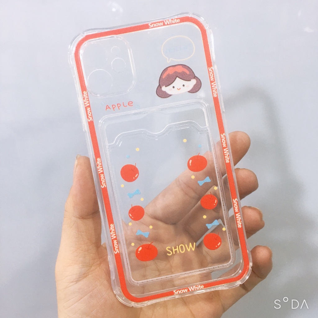 Ốp lưng iPhone 11 Ốp dẻo hình viền camera màu, có khay nhét thẻ card nhiều mẫu