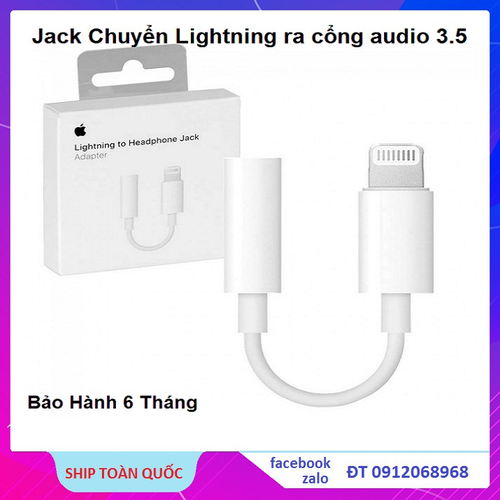 Cáp chuyển Lightning sang 3.5mm Chính hãng Apple, Jack Chuyển Lightning ra cổng 3.5, Bảo Hành 6 Tháng