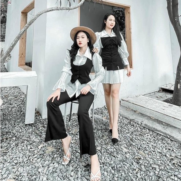 Set 2 Món Sơ Mi Gile Thêu Chữ Cực Chất | BigBuy360 - bigbuy360.vn